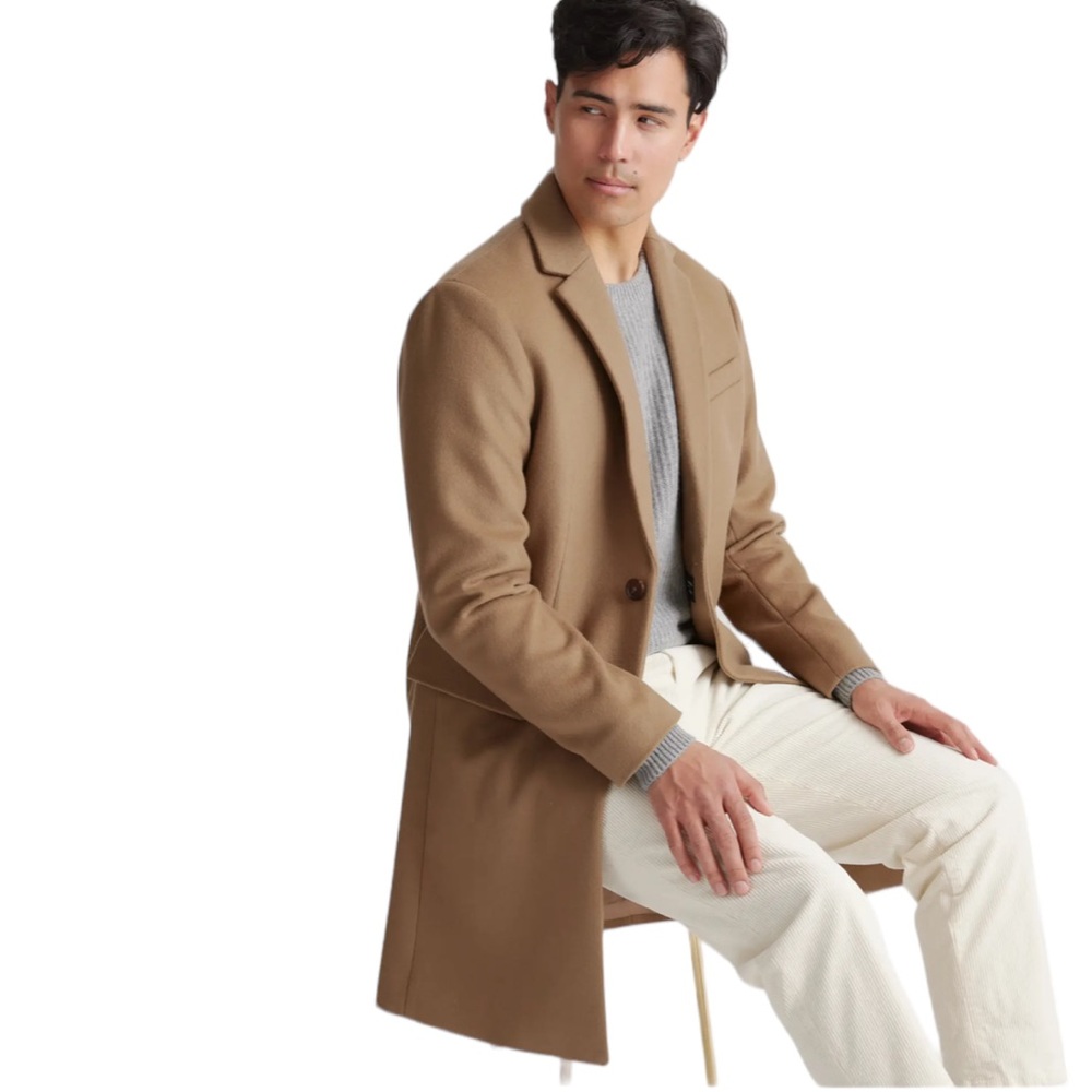 NWT QUINCE Italian Wool Overcoat Double-Breasted Dark Camel Tan Men’s Small - Picture 16 of 16